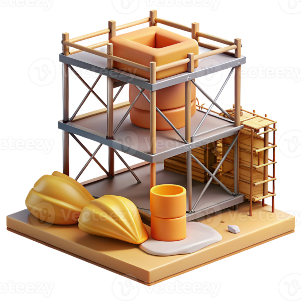 magnificent minimalist Construction Site with Scaffolding Transparent Background exclusive png