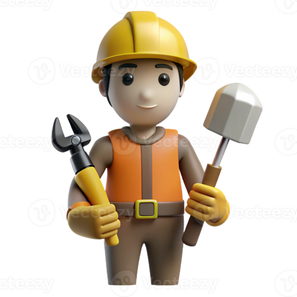 beautiful artistic Construction Worker with Tools Silhouette Transparent 4K png