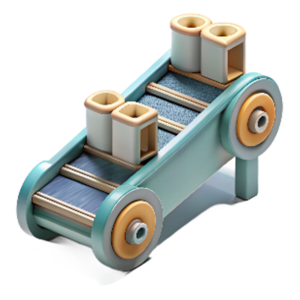 vibrant modern Conveyor Belt Rollers Moving Forward Cutout detailed png