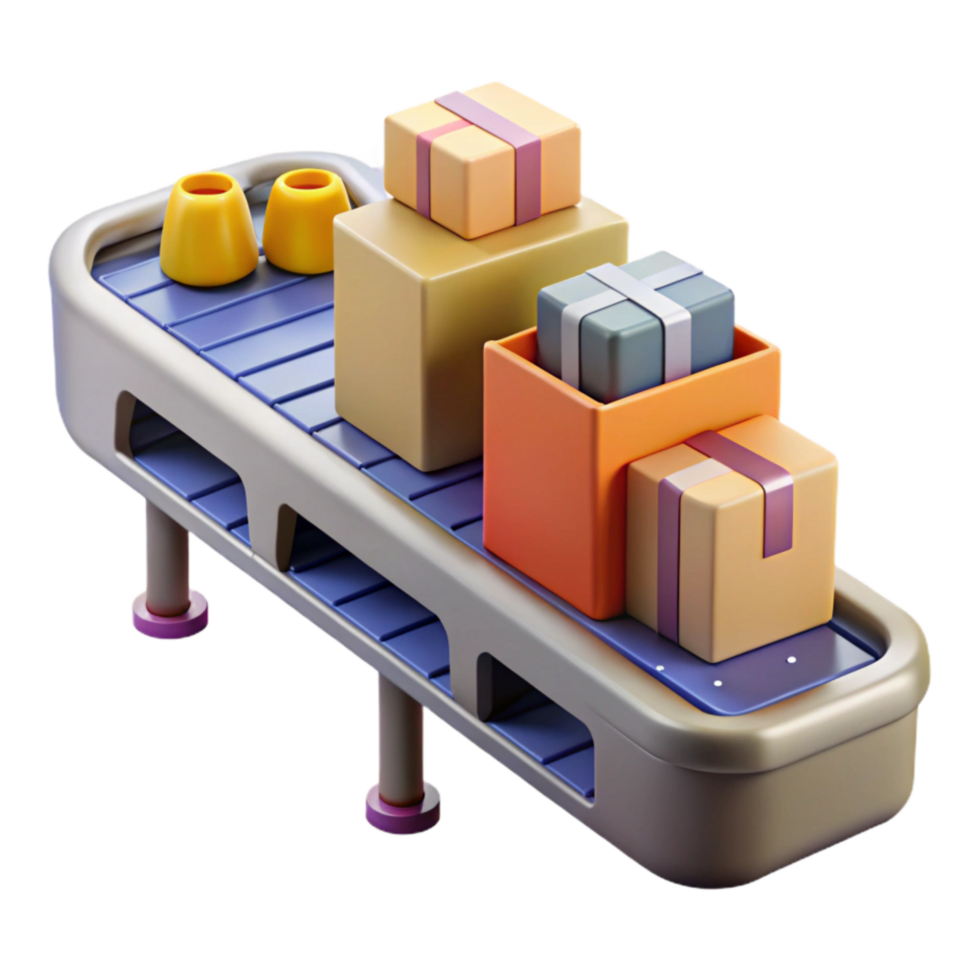 elegant creative Conveyor Belt with Products Moving Cutout 4K png