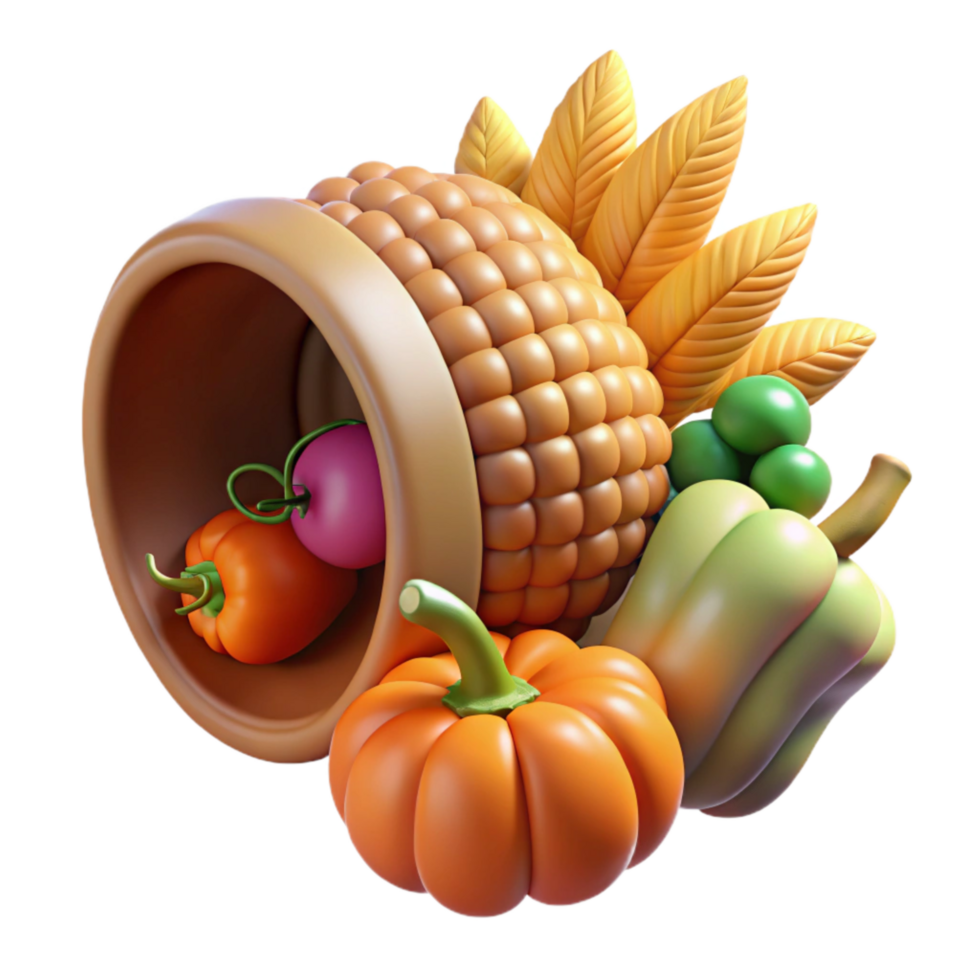magnificent classic Cornucopia with Autumn Harvest Isolated Element authentic png