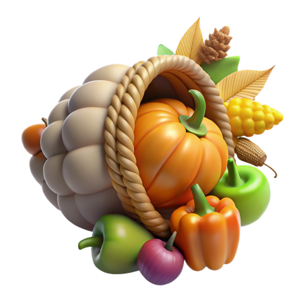 serene artistic Cornucopia with Autumn Harvest Isolated Element authentic png
