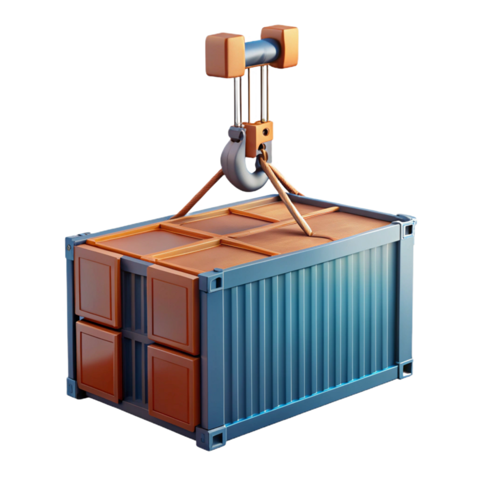 magnificent contemporary Crane Lifting Cargo Container Isolated genuine png