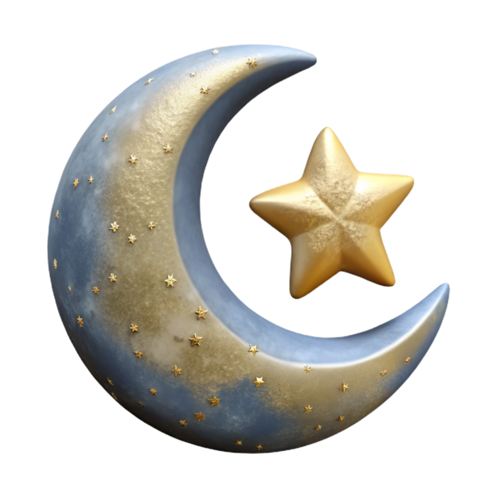stunning classic Crescent Moon and Stars Isolated premium png