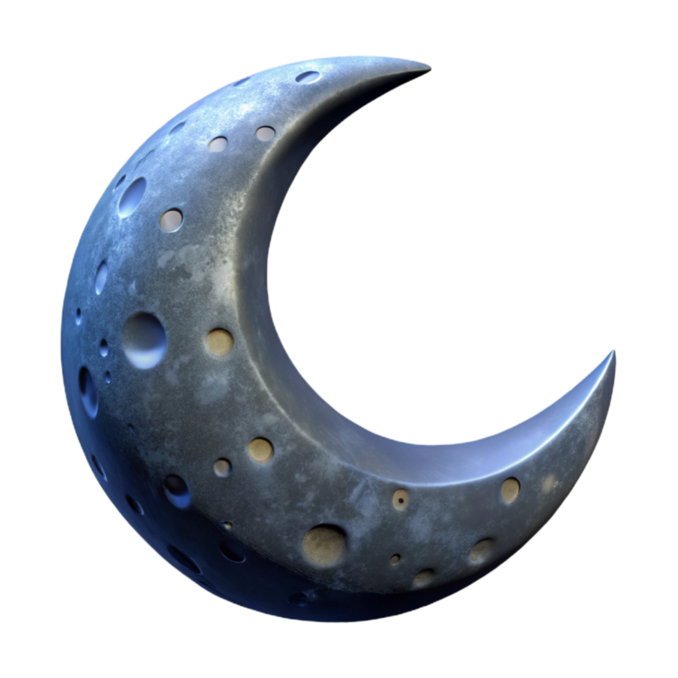 vibrant rustic Crescent Moon in Dark Night Sky Cutout premium png