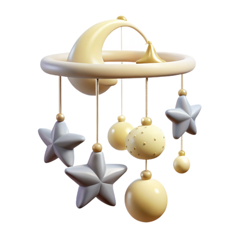 vibrant modern Cribs Mobile with Stars and Moon Transparent Background detailed png