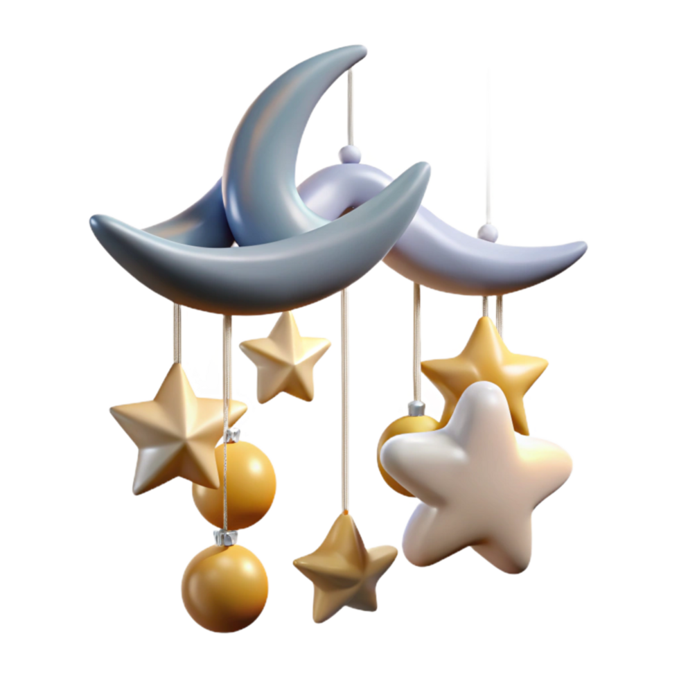 beautiful abstract Cribs Mobile with Stars and Moon Transparent Background exclusive png