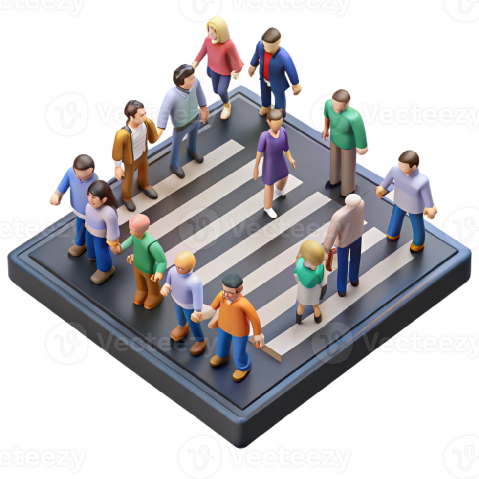 wonderful traditional Crowded Crosswalk Pedestrians Crossing Transparent Background original png