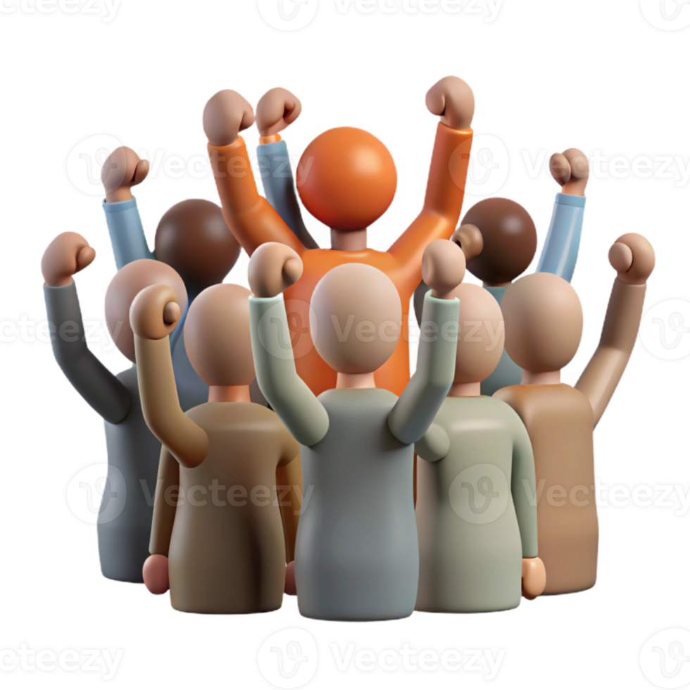 stunning rustic Crowd of People Cheering Silhouette Isolated on Transparent Background 4K png