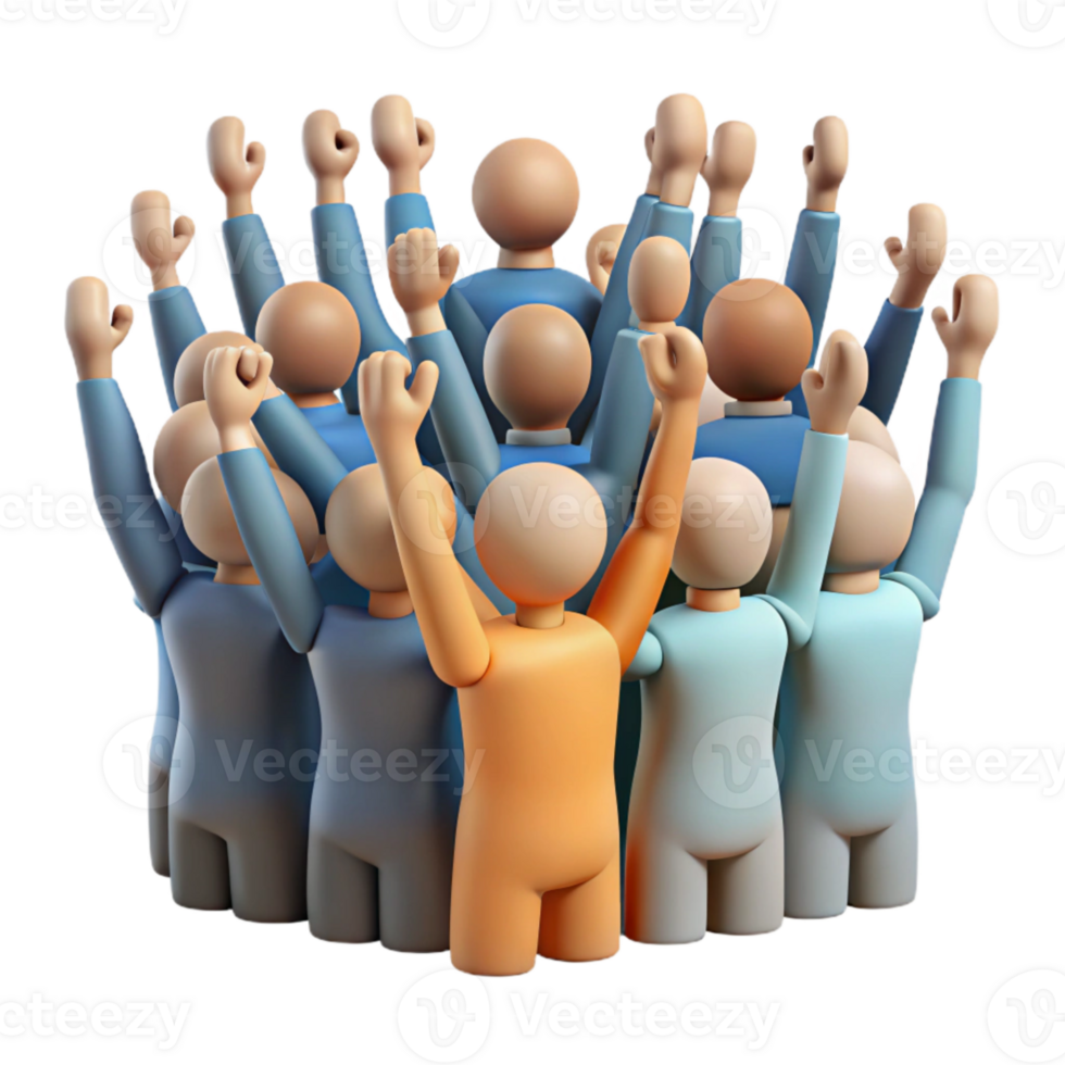 elegant creative Crowd of People Cheering Silhouette Isolated on Transparent Background high resolution png