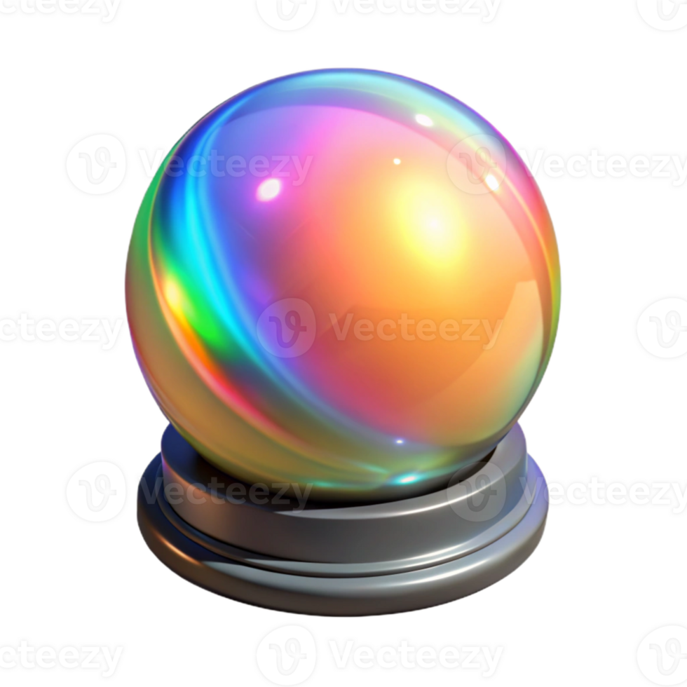vibrant traditional Crystal Ball with Rainbow Light Isolated Element detailed png