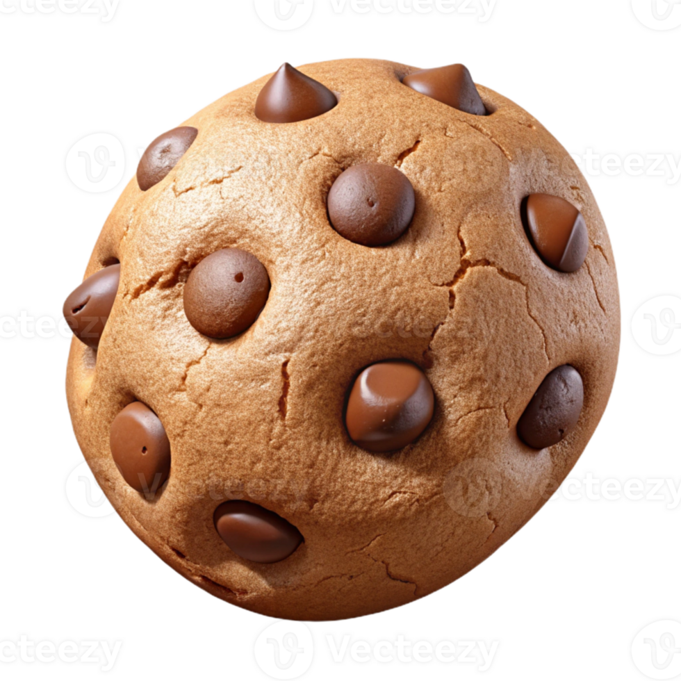 impressive traditional Crumbly Chocolate Chip Cookie Isolated on Transparent Background detailed png