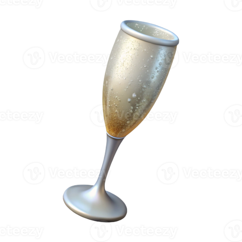 elegant minimalist Crystal Champagne Flute Backlit Cutout premium png