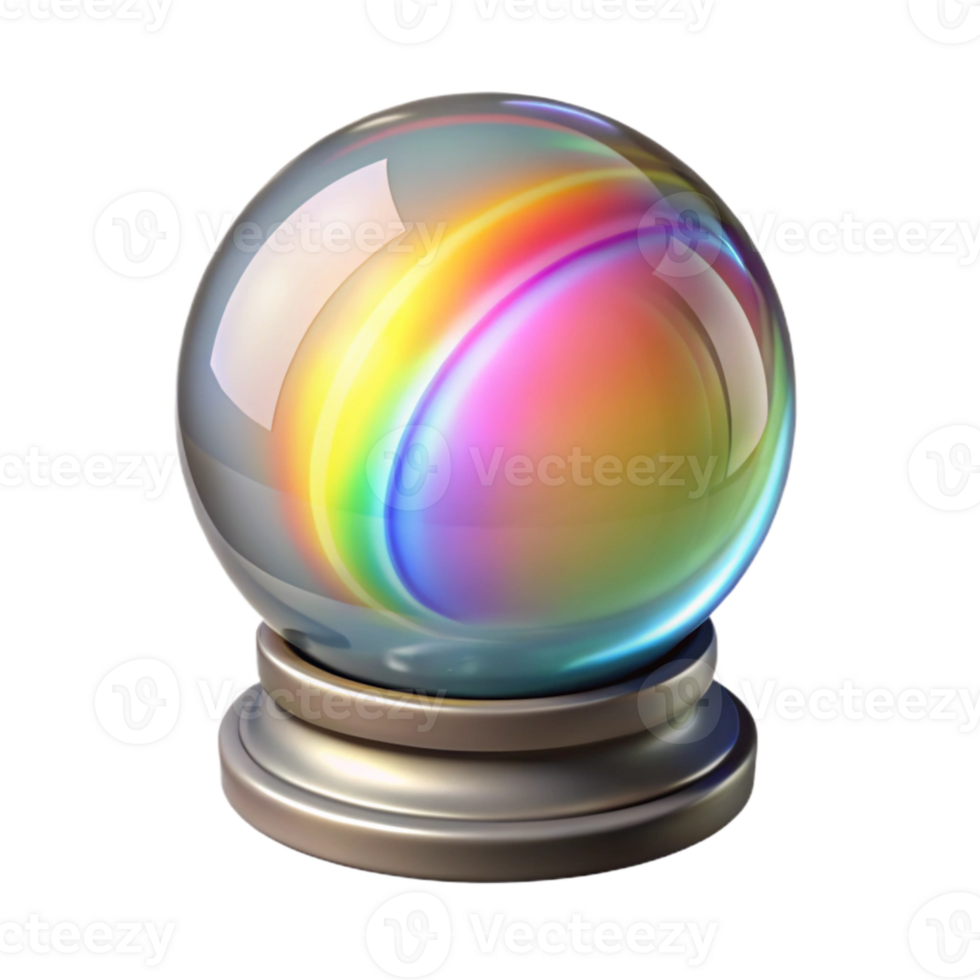 extraordinary minimalist Crystal Ball with Rainbow Light Isolated Element exclusive png