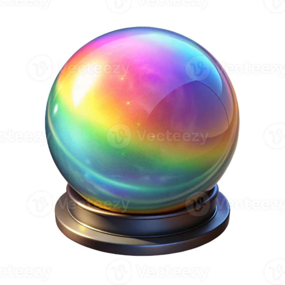 impressive vintage Crystal Ball with Rainbow Light Isolated Element high quality png