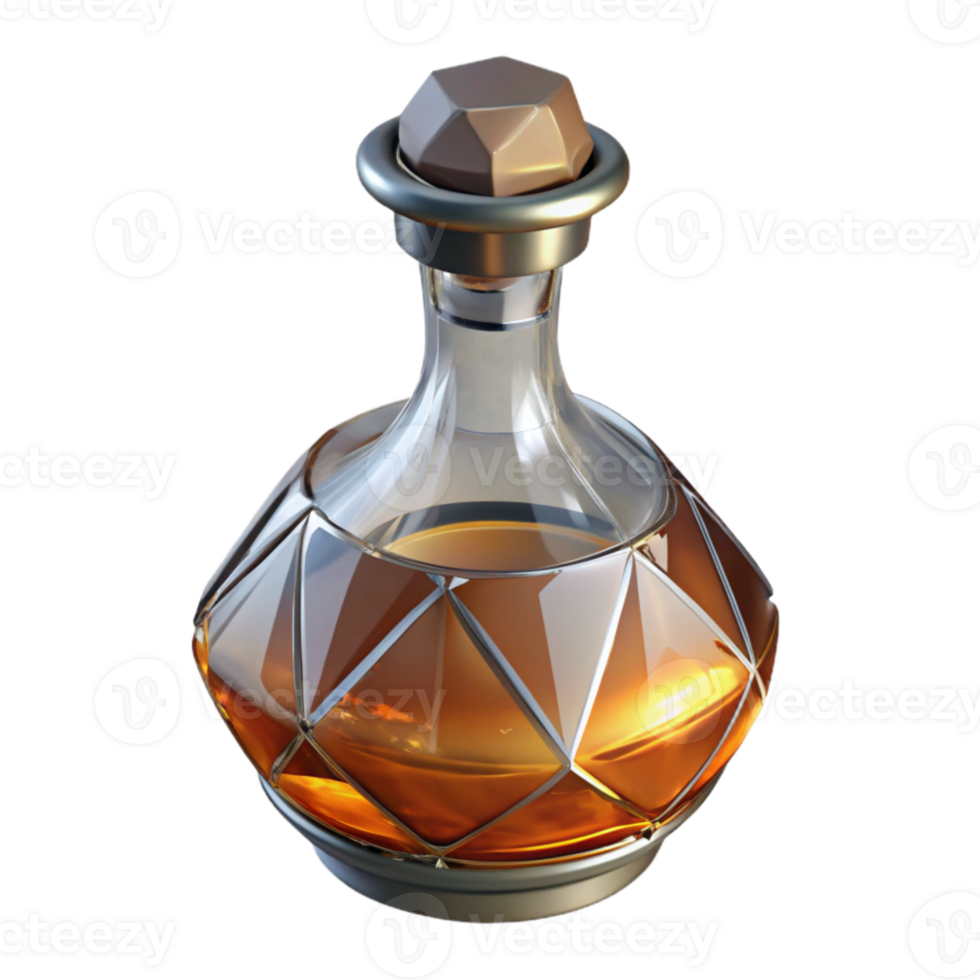 impressive classic Crystal Decanter with Whiskey Isolated 4K png