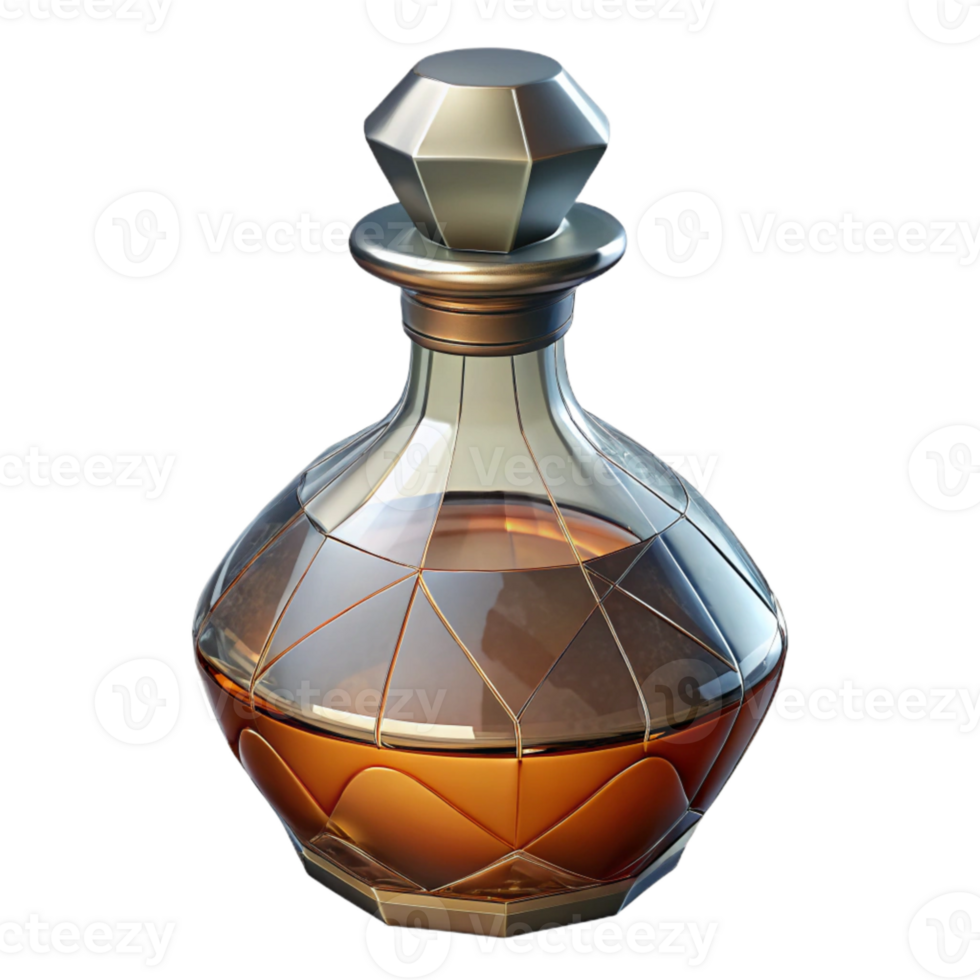 vibrant classic Crystal Decanter with Whiskey Isolated original png