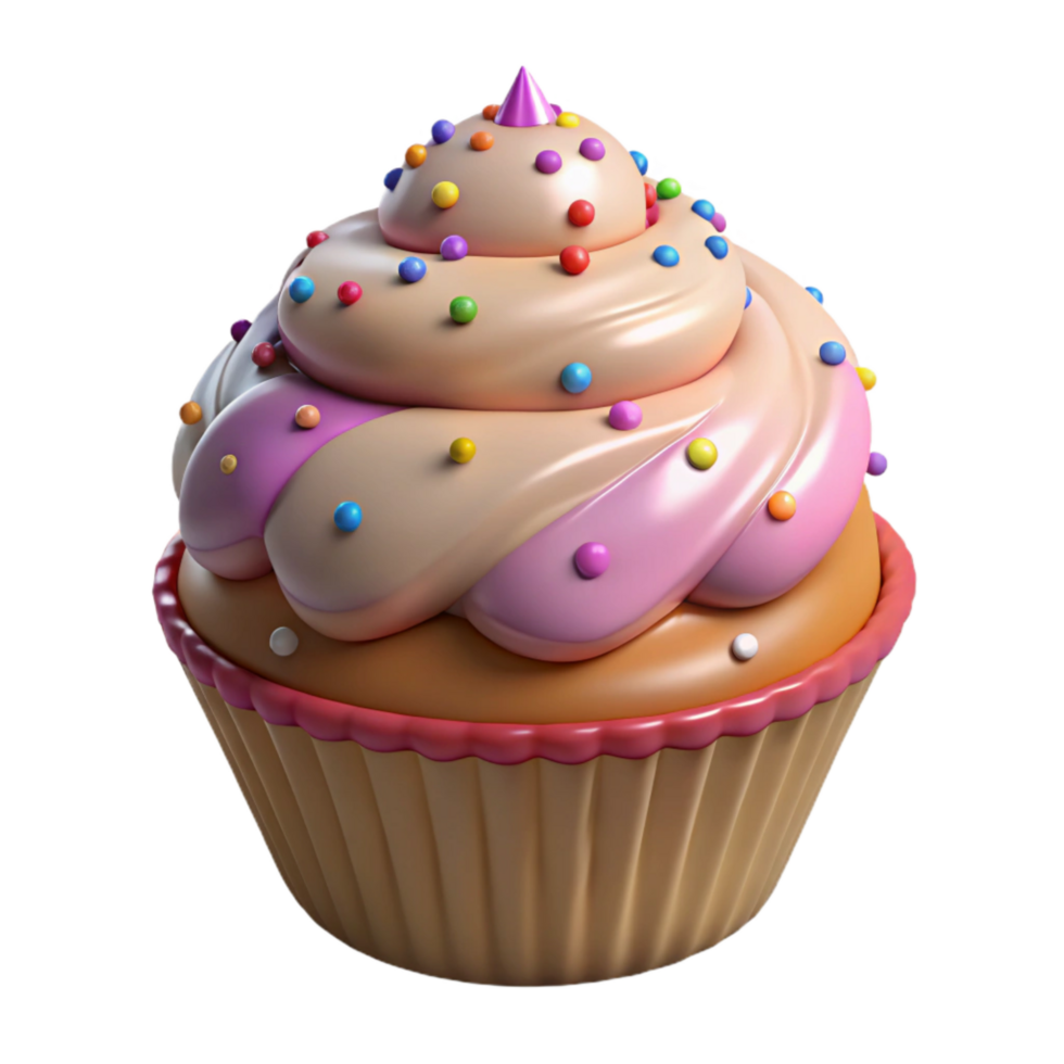 magnificent vintage Cupcake Isolated on Transparent Background with Sprinkles 4K png