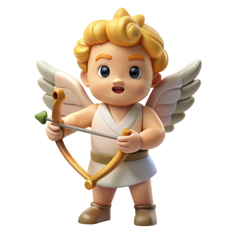 impressive creative Cupid with Bow and Arrow Cartoon Style Transparent premium png