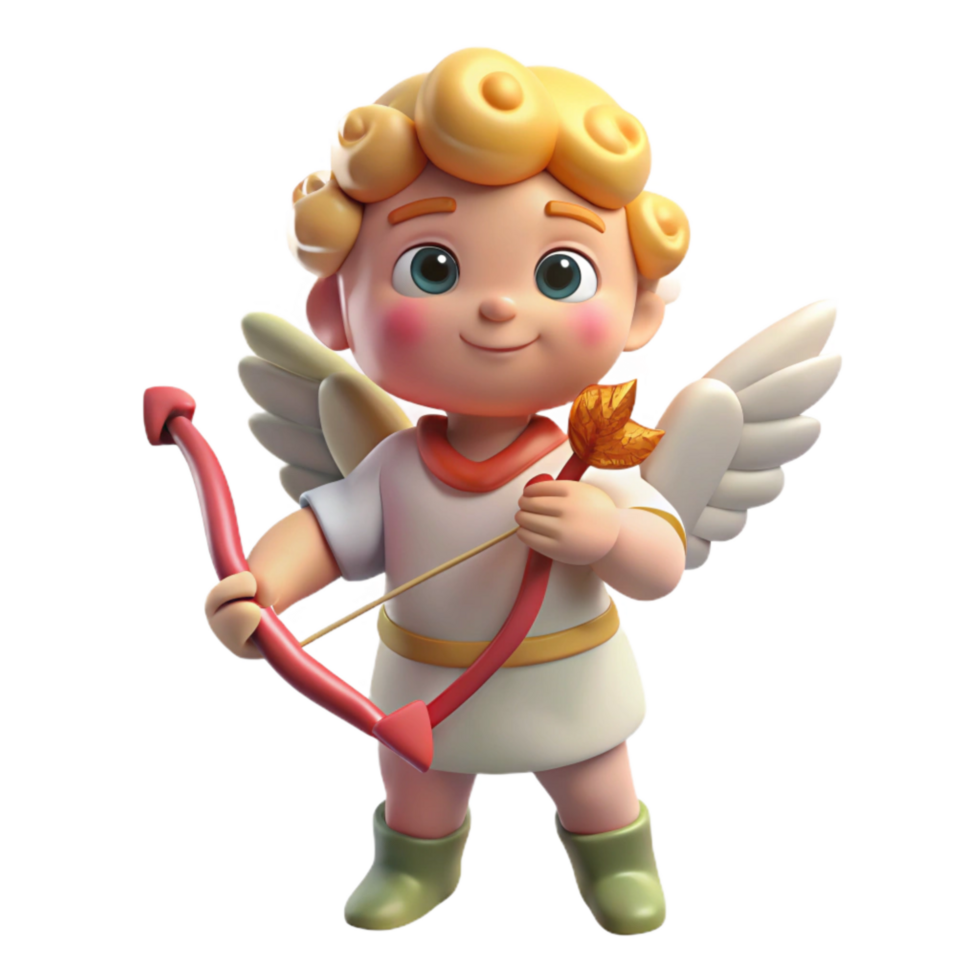 magnificent artistic Cupid with Bow and Arrow Cartoon Style Transparent 4K png