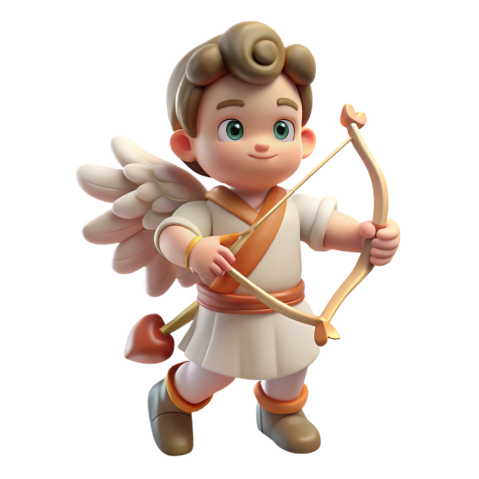 magnificent artistic Cupid with Bow and Arrow Cartoon Style Transparent exclusive png
