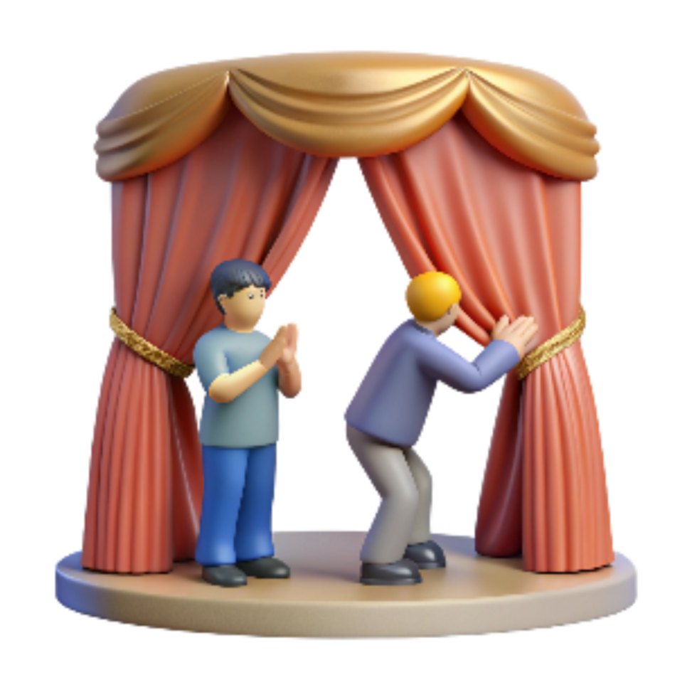 dramatic modern Curtain Call Actors Bowing Isolated exclusive png