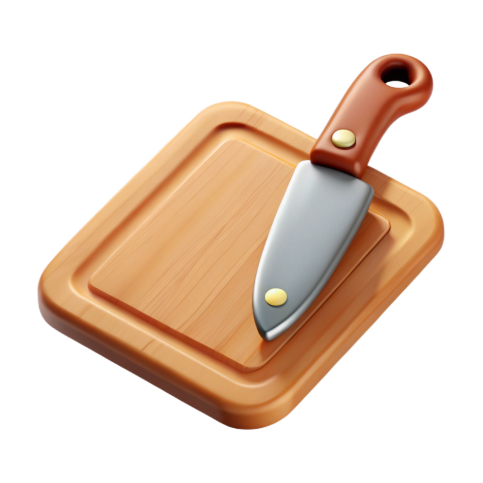 vibrant creative Cutting Board with Knife Isolated detailed png