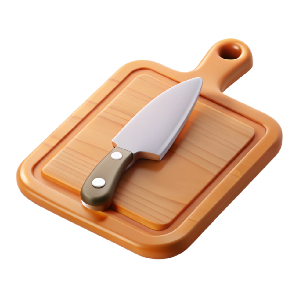 serene minimalist Cutting Board with Knife Isolated professional png
