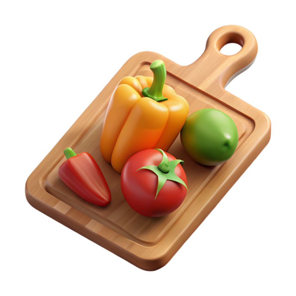 vibrant vintage Cutting Board with Vegetables Isolated Element premium png