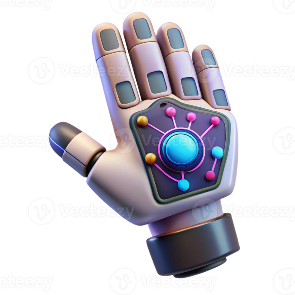 serene classic Cybernetic Hand with Touchscreen Interface Cutout high quality png