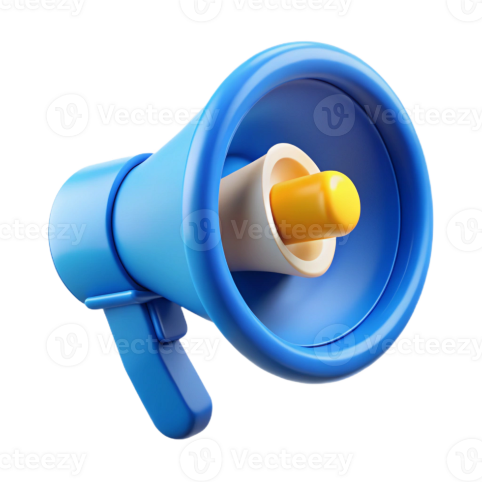 dramatic abstract Cybersecurity Awareness Campaign Icon Blue Megaphone Transparent Background high quality png