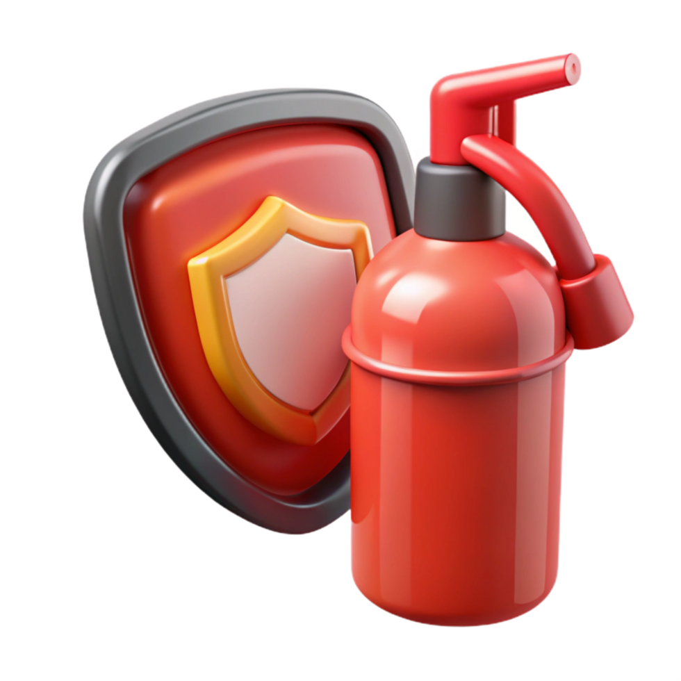 elegant contemporary Cybersecurity Incident Management Icon Red Fire Extinguisher Transparent Background genuine png