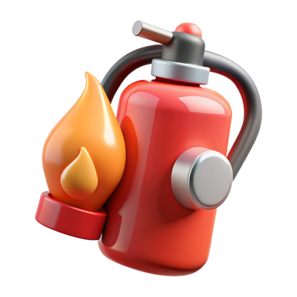 serene minimalist Cybersecurity Incident Management Icon Red Fire Extinguisher Transparent Background high resolution png
