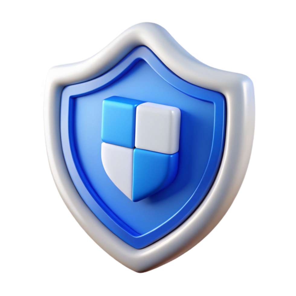 wonderful artistic Cybersecurity Shield Icon Blue and White Isolated Element authentic png