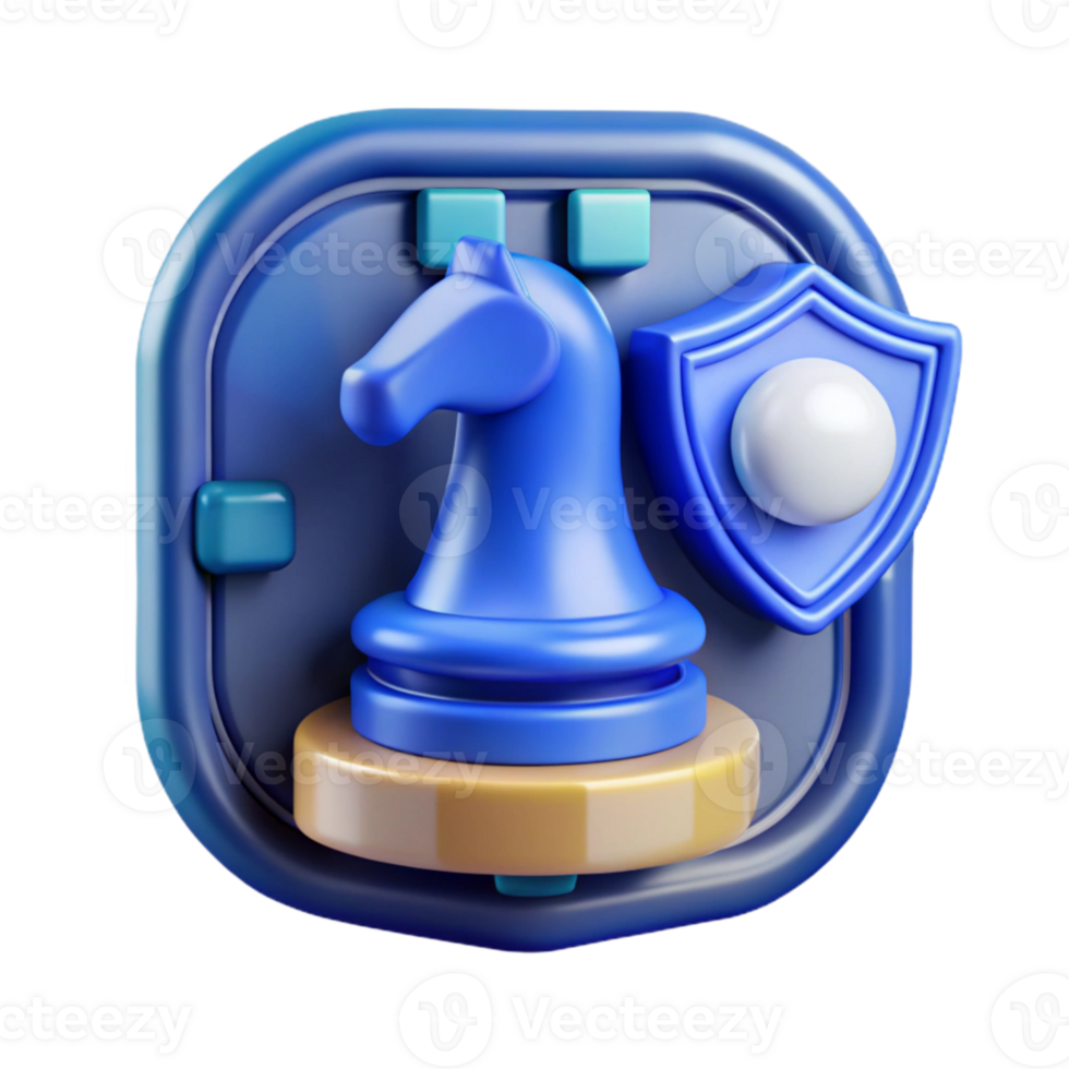 beautiful abstract Cybersecurity Strategy Icon Blue Chess Piece Isolated authentic png