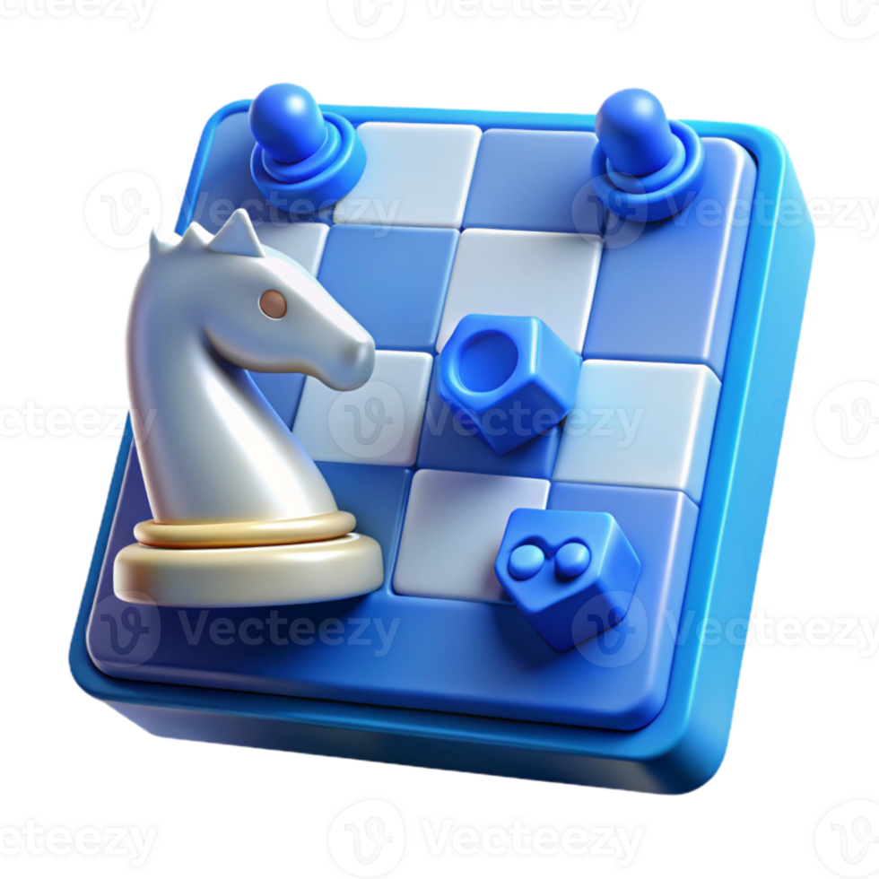 vibrant artistic Cybersecurity Strategy Planning Icon Blue Chessboard Isolated professional png