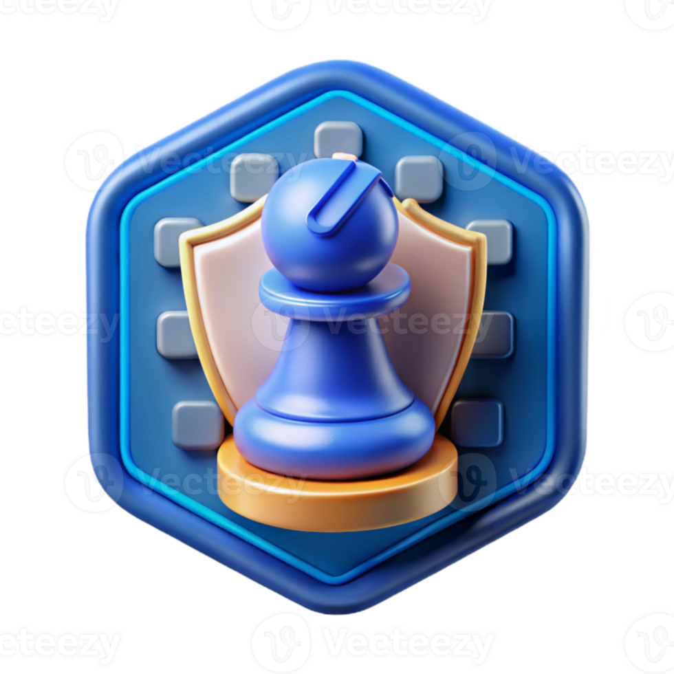 dramatic contemporary Cybersecurity Strategy Icon Blue Chess Piece Isolated premium png
