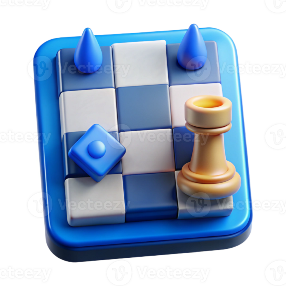 vibrant artistic Cybersecurity Strategy Planning Icon Blue Chessboard Isolated authentic png