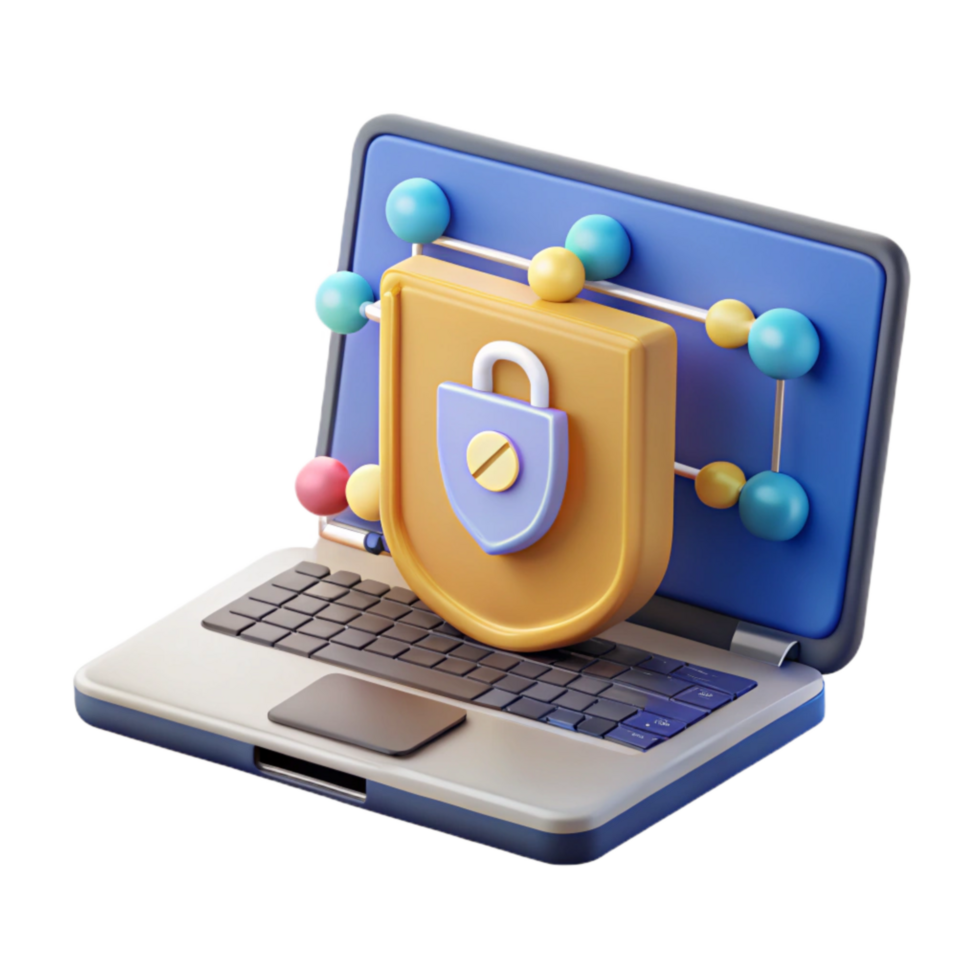 extraordinary creative Cybersecurity Training Presentation on Laptop Transparent Background detailed png
