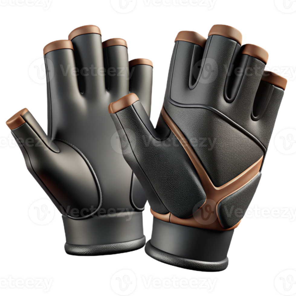 serene rustic Cycling Gloves Black Color Isolated detailed png
