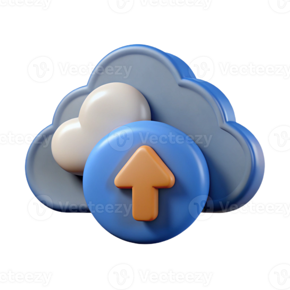 vibrant abstract Data Backup Icon with Cloud Upload Arrow Cutout 4K png