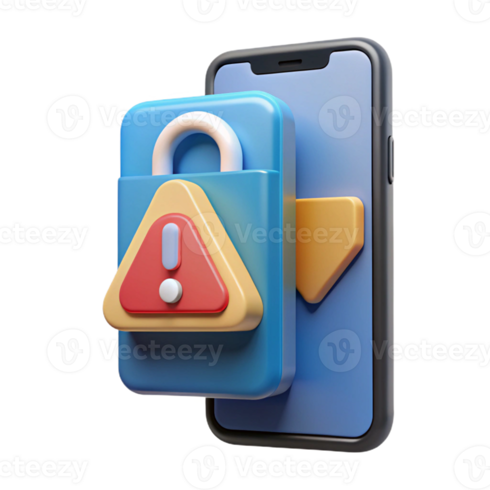 elegant abstract Data Breach Alert Notification on Smartphone Screen Cutout Isolated high resolution png