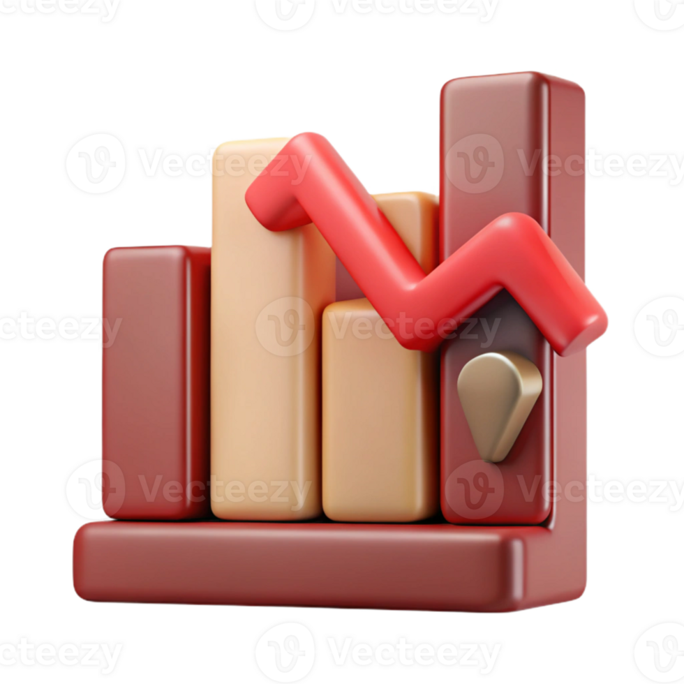 dramatic abstract Data Breach Graph with Red Downward Trend Transparent Background professional png