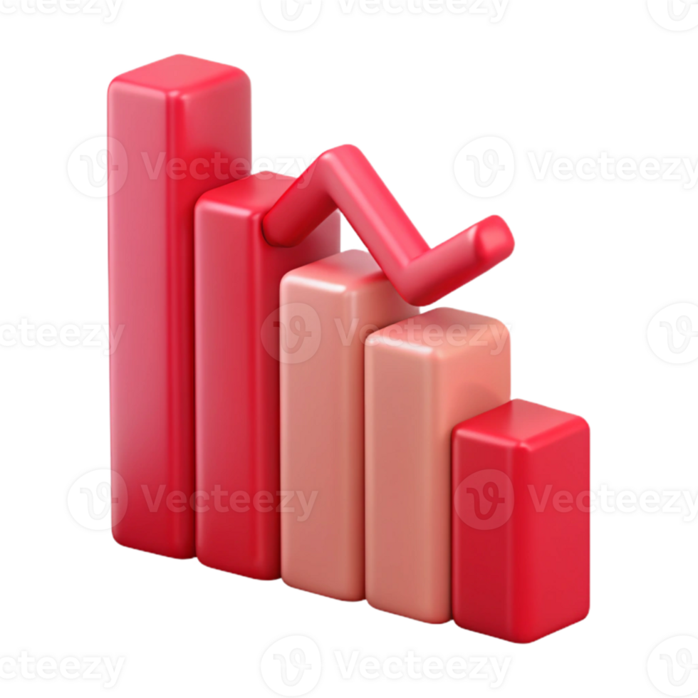 dramatic contemporary Data Breach Graph with Red Downward Trend Transparent Background high resolution png