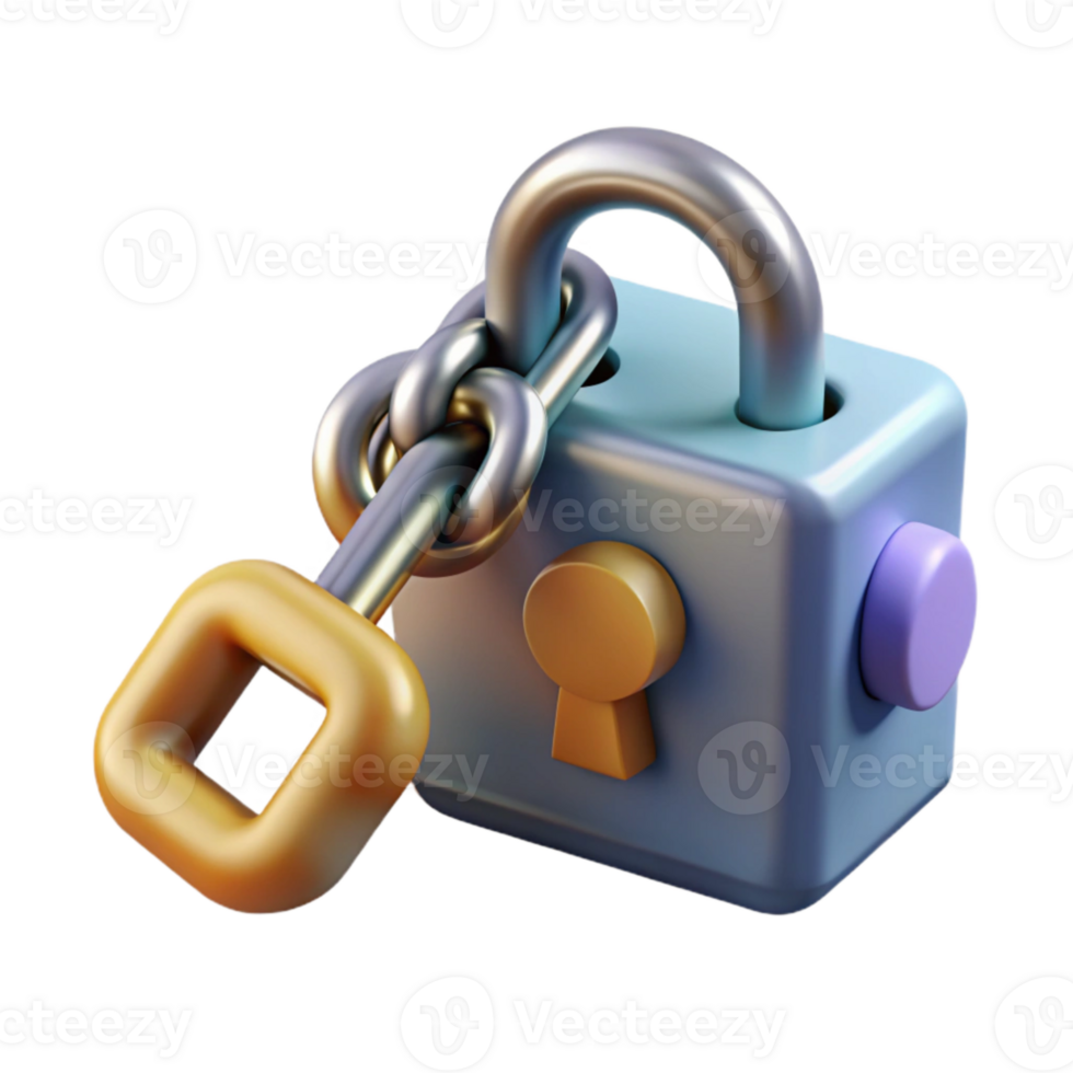 stunning artistic Data Encryption Key with Chain Cutout Security Element exclusive png