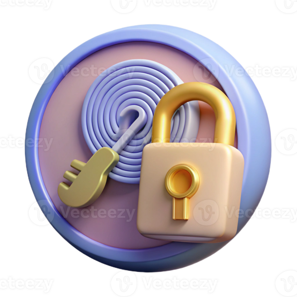 magnificent abstract Data Encryption Key with Chain Cutout Security Element premium png