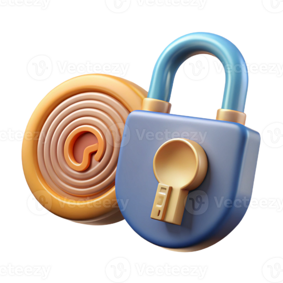 beautiful abstract Data Encryption Key with Chain Cutout Security Element high resolution png