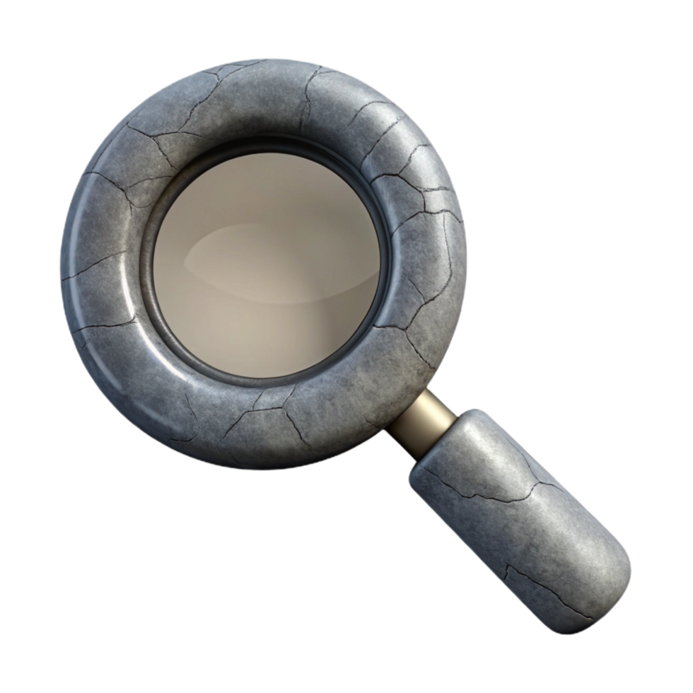 elegant contemporary Data Integrity Monitoring Icon Gray Magnifying Glass Cutout 4K png