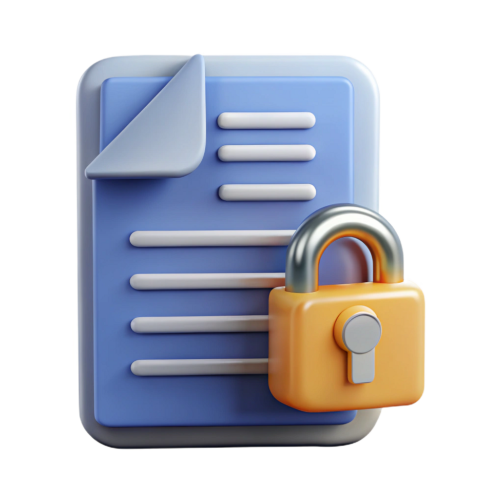 serene classic Data Protection Policy Icon with Document and Lock Transparent Background Element authentic png