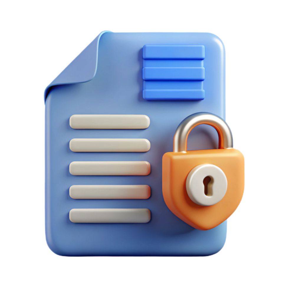 impressive artistic Data Protection Policy Icon with Document and Lock Transparent Background Element high resolution png